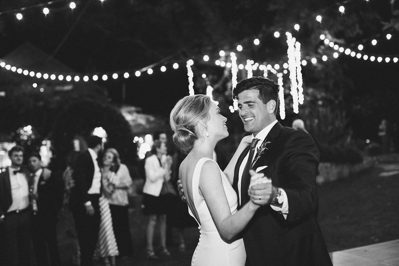 first dance forest wedding fairytale wedding string lights Jenni Grubba Events Bay area Norcal