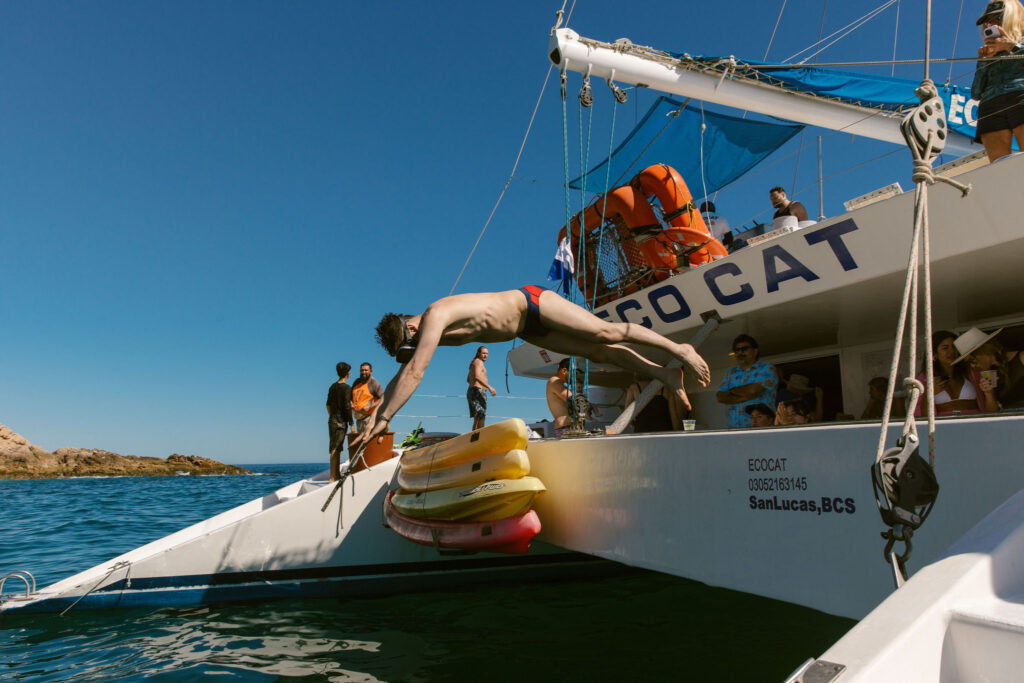 san lucas mexico catamaran boat tour after wedding dive eco cat tours