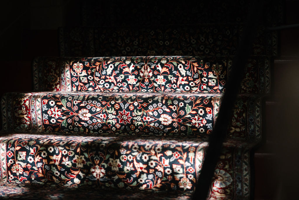 persian rug carpet staircase berkeley city club san francisco wedding