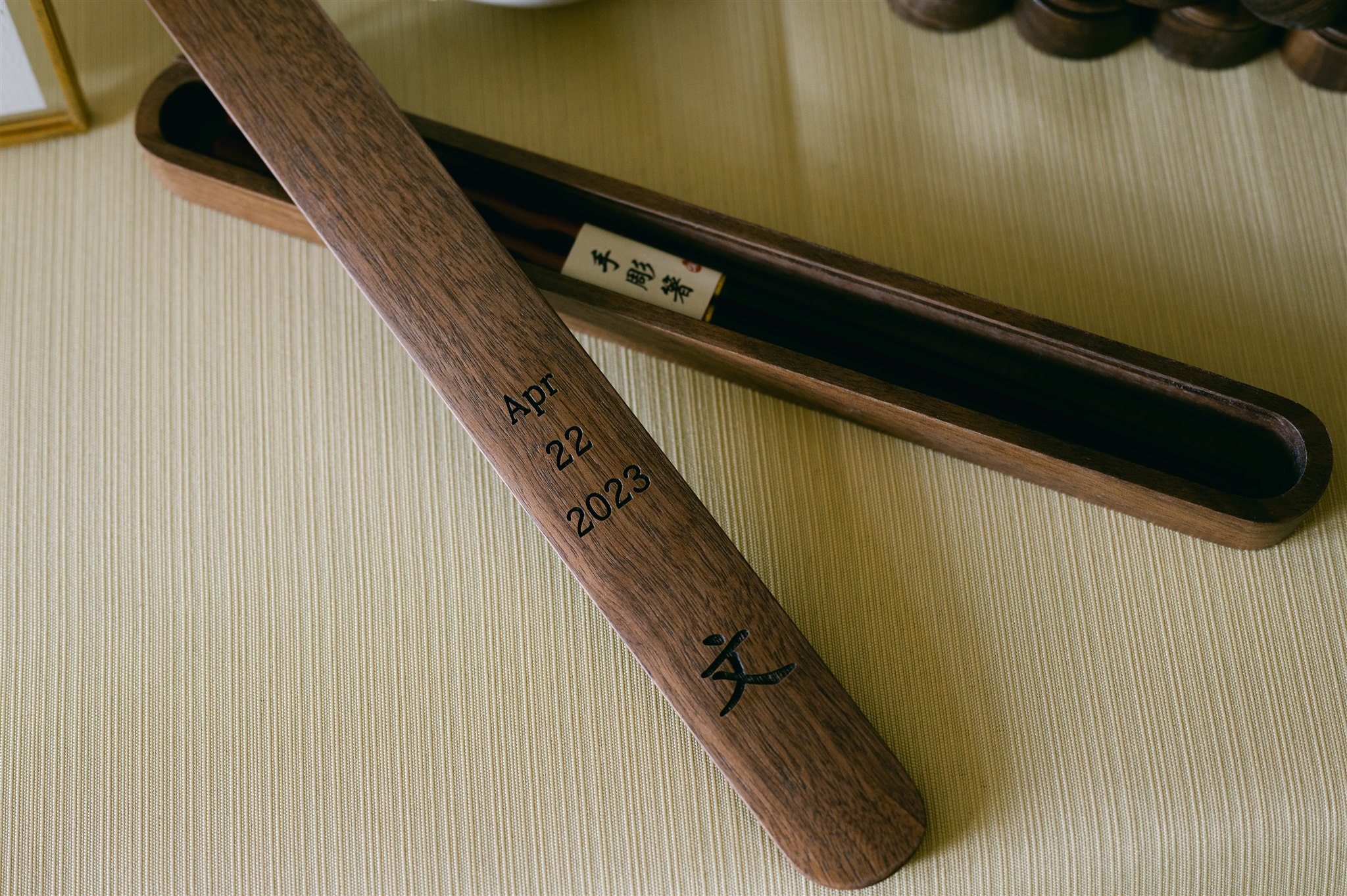 custom wooden chopsticks and chopstick case engraved from japan wedding party favors