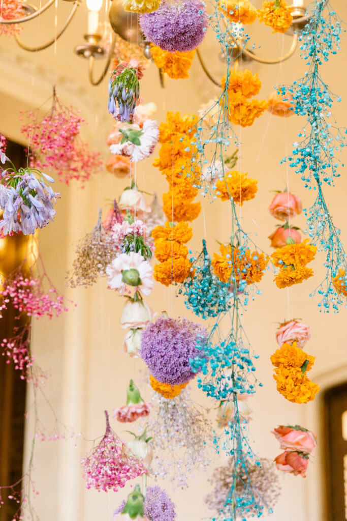 San Francisco Kohl Mansion Colorful City Wedding colorful floral chandelier